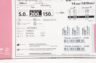 Terumo BD-F50200LR Crosstella RX PTA Balloon Dilatation Cath 5.0x200mm 150cm (x)